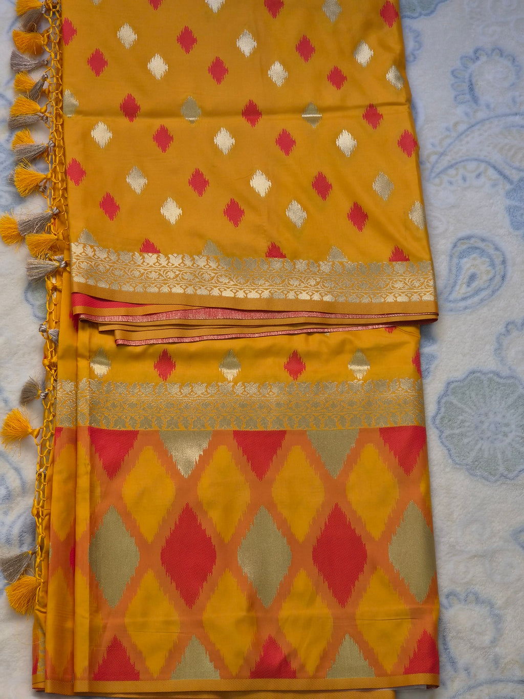 Soft Silk Patola Saree with Diamond Motifs
