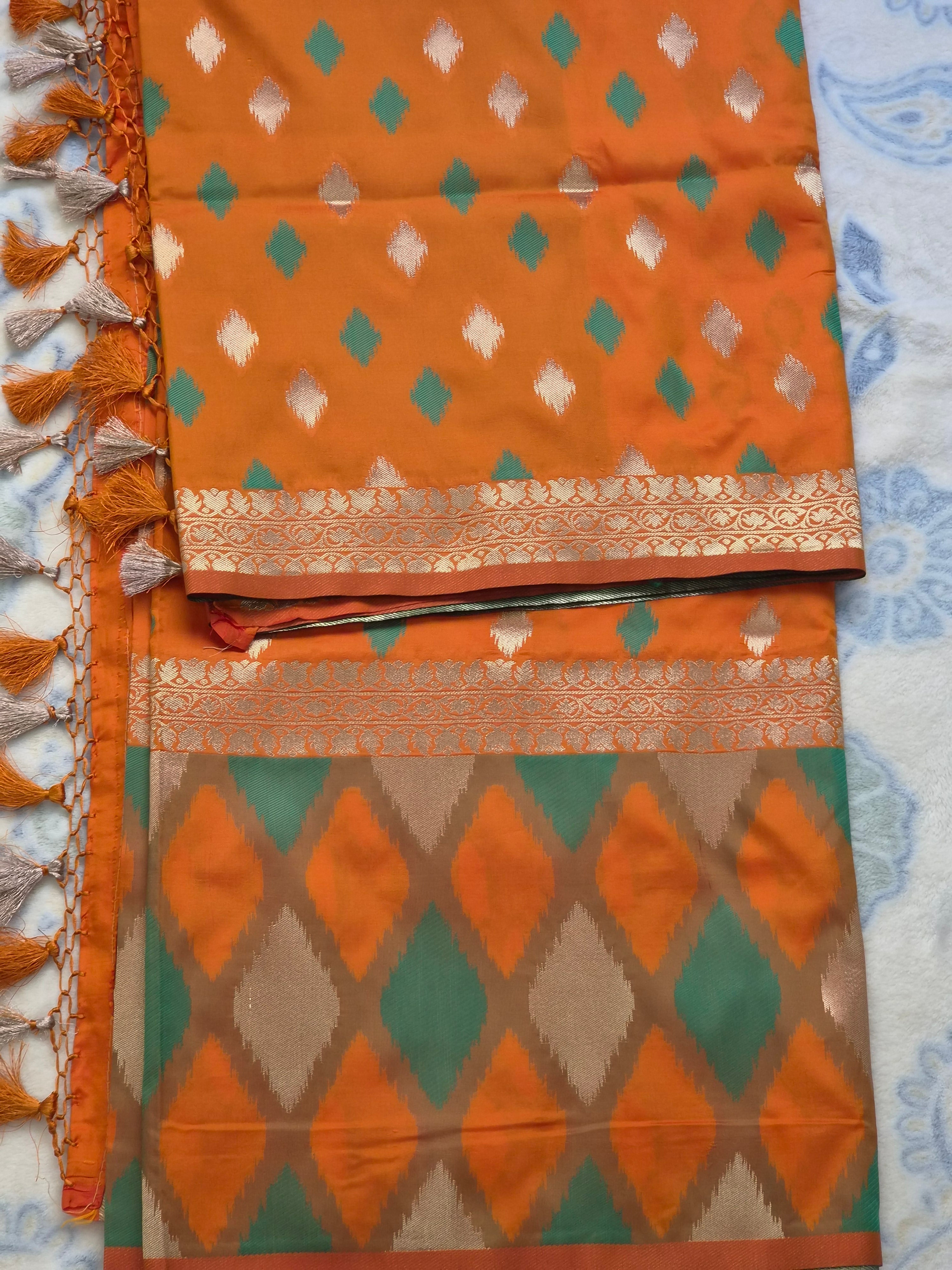 Soft Silk Patola Saree with Diamond Motifs