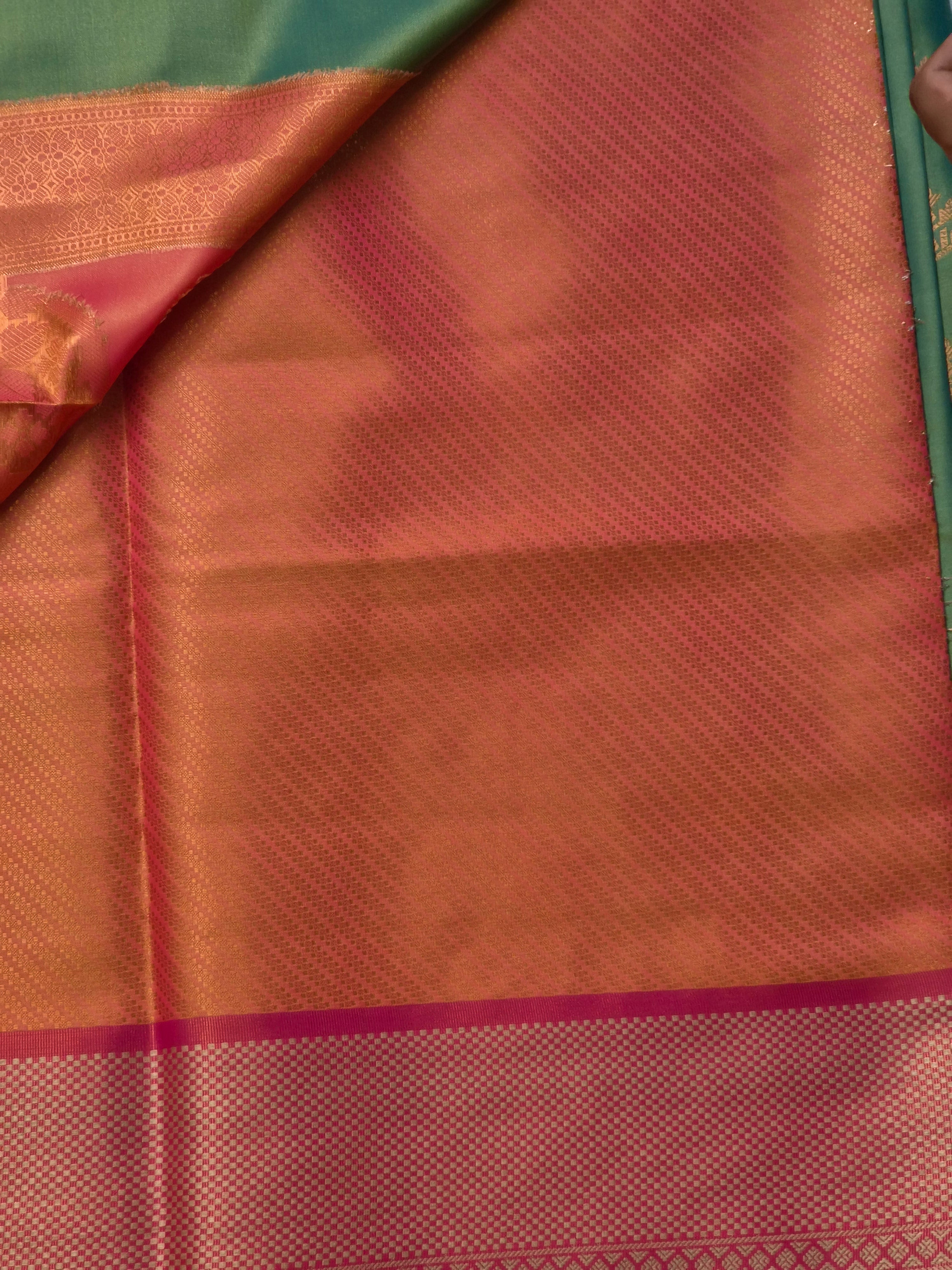 Soft Silk Saree with Jamdani Border & Gold Zari Butas