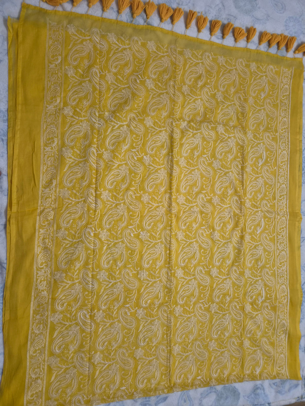 Chikankari All-Over Paisley Embroidered Saree