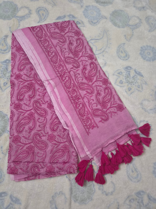 Chikankari All-Over Paisley Embroidered Saree