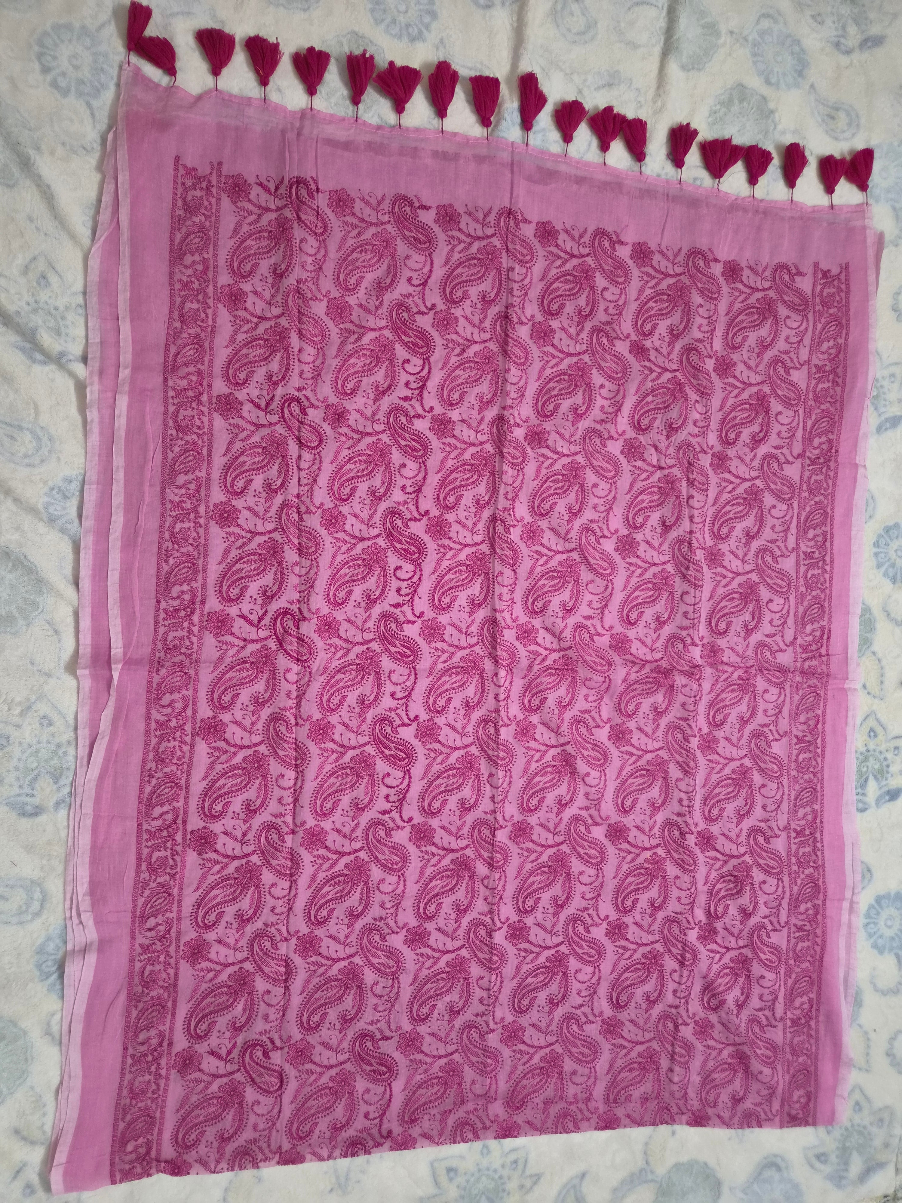 Chikankari All-Over Paisley Embroidered Saree