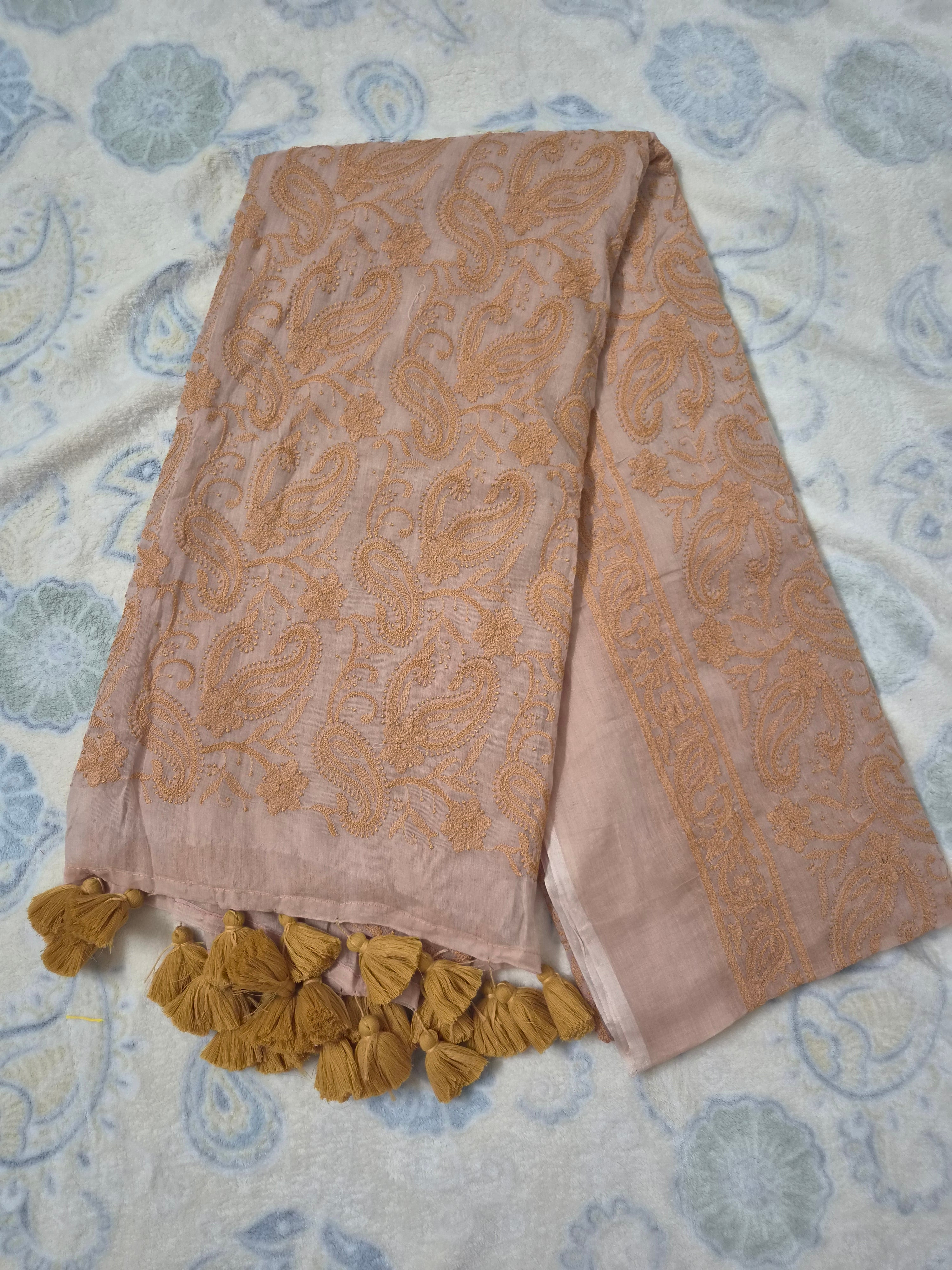 Chikankari All-Over Paisley Embroidered Saree
