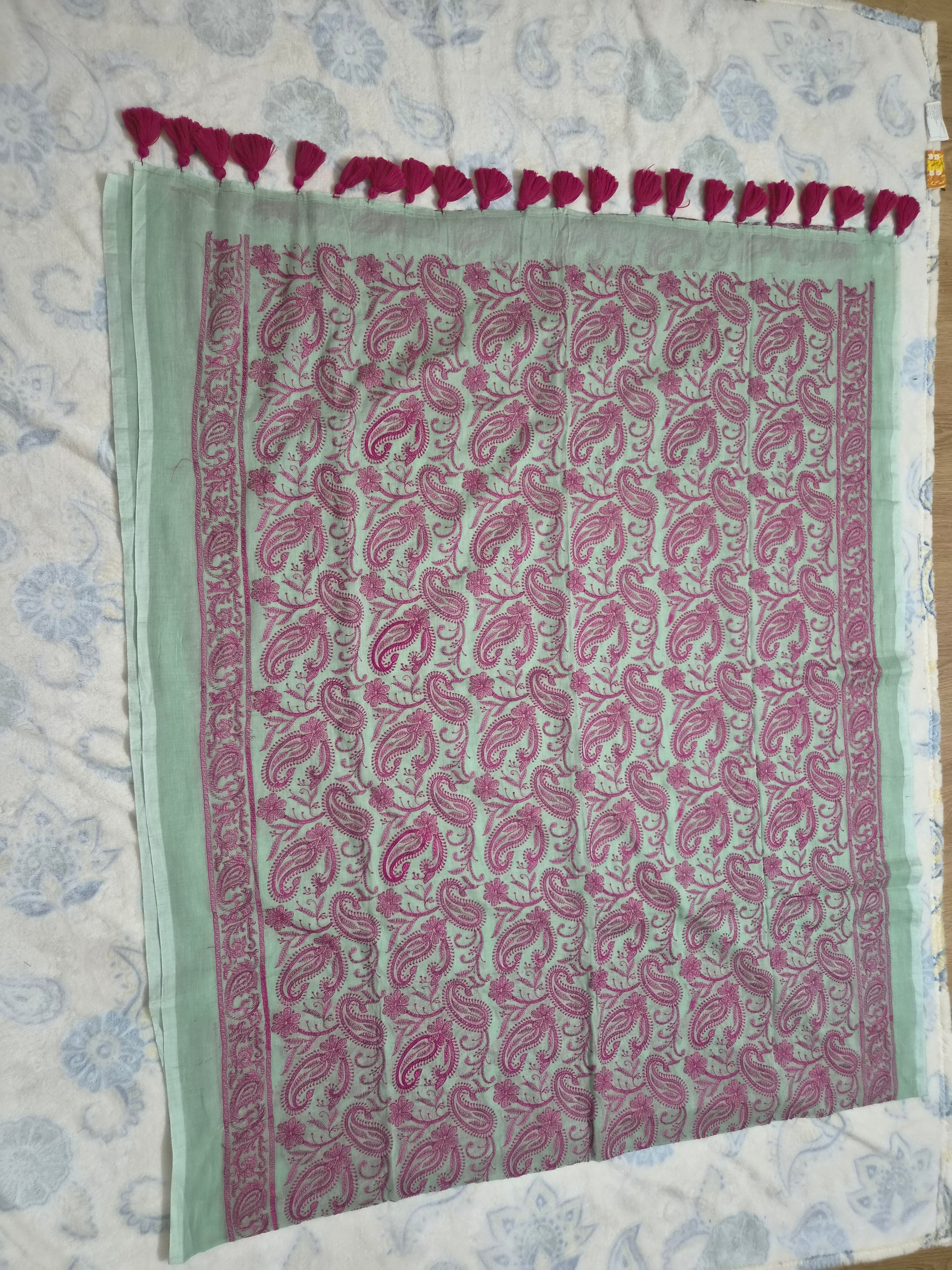Chikankari All-Over Paisley Embroidered Saree