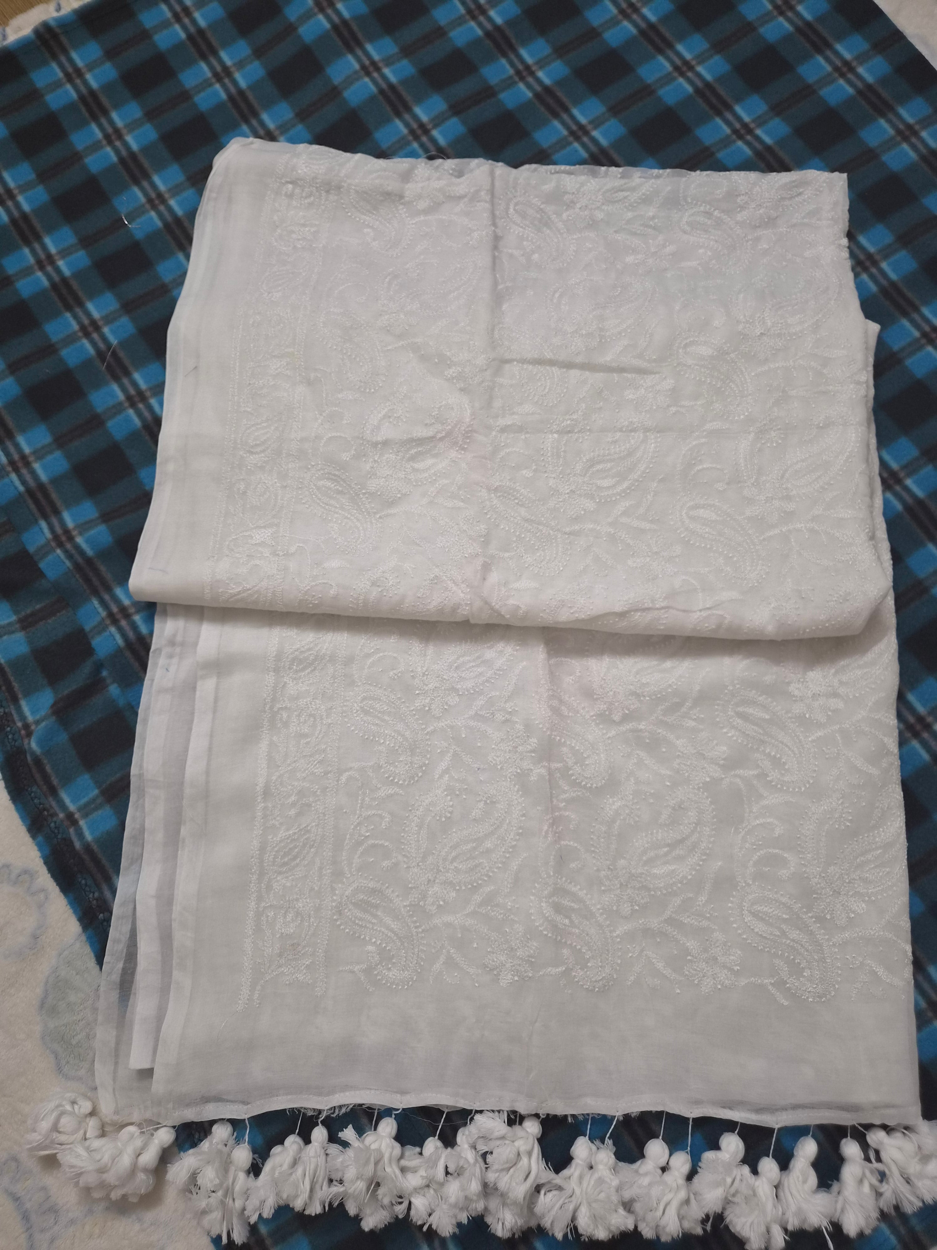Chikankari All-Over Paisley Embroidered Saree