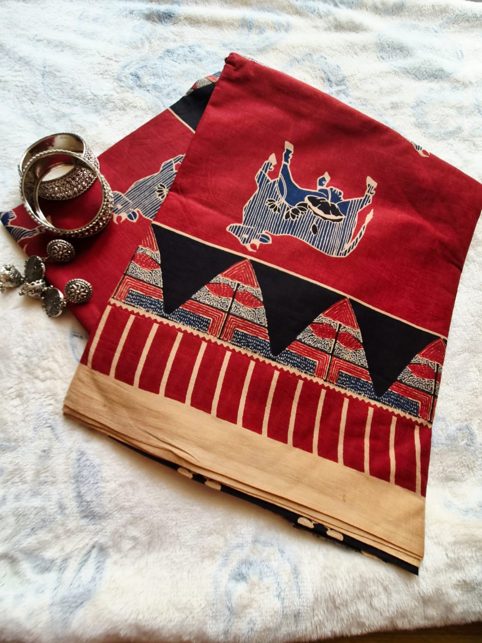 Red Ethnic Motif Saree