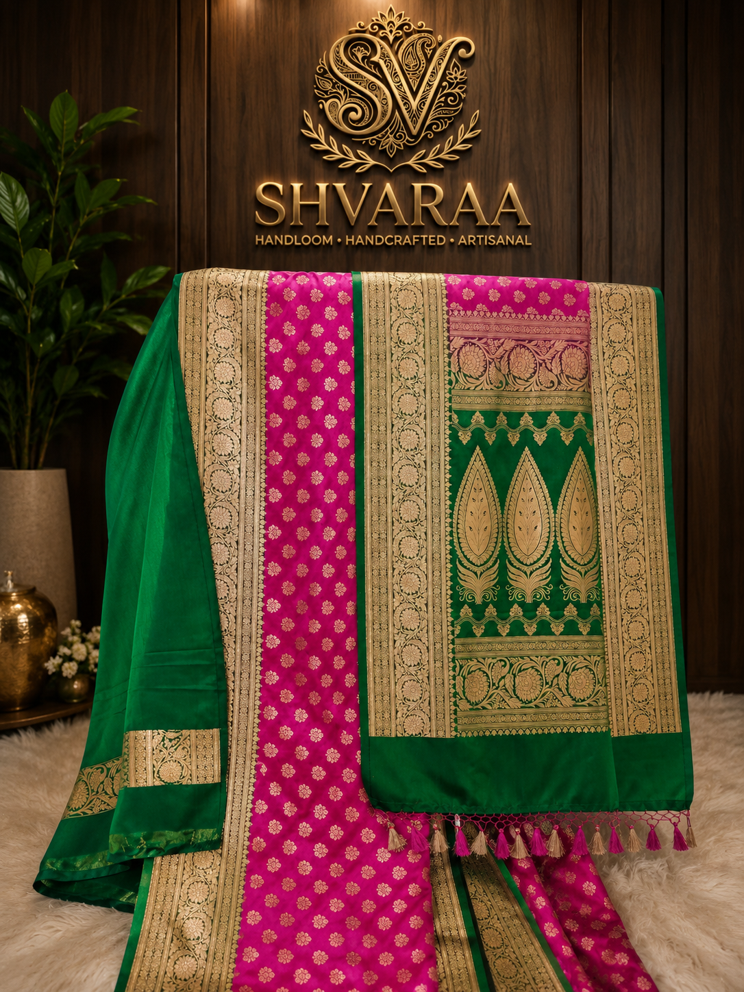 Katan Silk Banarasi Saree with Gold Zari Weave